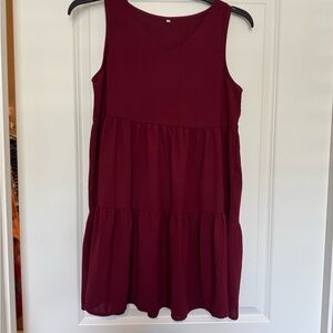 Sleeveless Burgundy Tiered Dress
